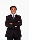 Smiling afro-american businessman with folded arms Royalty Free Stock Photo