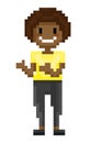 Smiling Afro American Pixel Game Character Vector Royalty Free Stock Photo