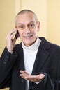 Smiling and Agreeable Man on Phone Royalty Free Stock Photo