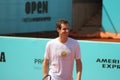 Smiling Andy Murray at the practice. Royalty Free Stock Photo
