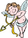 Smiling Angel Cupid with bow and arrow in the color of for Valentine's day