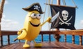 Cheerful Banana Pirate on Ship