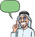 Smiling arab man pointing with finger