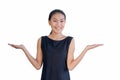 Asain woman with arm out in a welcoming gesture Royalty Free Stock Photo