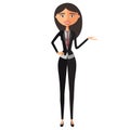 Smiling asian business woman presents something. Presenting and smiling young woman.Vector. Royalty Free Stock Photo