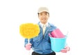 Smiling Asian janitor Royalty Free Stock Photo