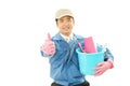 Smiling Asian janitor Royalty Free Stock Photo