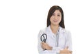 Smiling Asian medical doctor woman with stethoscope Royalty Free Stock Photo