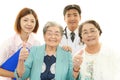 Smiling Asian medical staff with old women Royalty Free Stock Photo