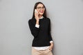 Smiling asian woman in business clothes and eyeglasses Royalty Free Stock Photo