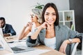 smiling attractive asian businesswoman looking at camera Royalty Free Stock Photo