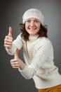 Smiling attractive girl showing thumbs up Royalty Free Stock Photo