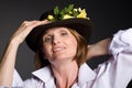 Smiling attractive mature woman in hat Royalty Free Stock Photo