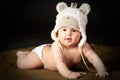 Smiling baby in bear cap Royalty Free Stock Photo