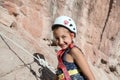 Smiling baby Girl in protective Rock climbing Helmet Portrait Royalty Free Stock Photo