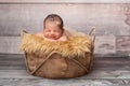 Smiling Baby Girl Sleeping in a Basket