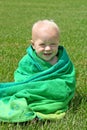 Smiling Baby Wrapped in Beach Towel Royalty Free Stock Photo