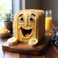 Smiling Banana Bread Face Cake: A Delightful 2d Dolphin-themed Dessert Royalty Free Stock Photo