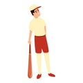 Smiling baseball player icon, cartoon style