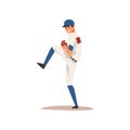 Smiling Baseball Player, Softball Athlete Character in Uniform Vector Illustration