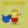 Smiling Battery Cartoon Mascot Character Super Hero