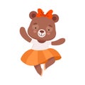 Smiling Bear Character Wearing Ballet Skirt Dancing Vector Illustration Royalty Free Stock Photo