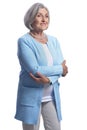 Smiling beautiful senior woman posing isolated on white background Royalty Free Stock Photo