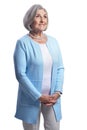 Smiling beautiful senior woman posing isolated on white background Royalty Free Stock Photo