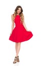 Smiling Beautiful Young Woman Is Posing In Red Dress Royalty Free Stock Photo