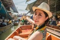 Travel woman pointing local pedlar landscape