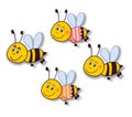Smiling bee stickers-isolated on white Royalty Free Stock Photo
