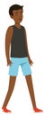 Smiling black boy walking. Happy cartoon kid Royalty Free Stock Photo