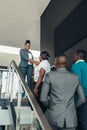 Smiling black businesswoman greeting and shaking hands with african woman Royalty Free Stock Photo