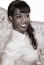 Smiling black girl portrait - retro style (sepia) Royalty Free Stock Photo