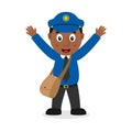 Smiling Black Mailman Cartoon Character