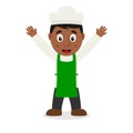 Smiling Black Male Pizza Chef Character