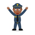 Smiling Black Policeman Cartoon Character