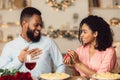 Smiling black woman making proposal with ring to her man Royalty Free Stock Photo