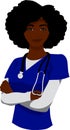 Black Woman Nurse with Stethoscope