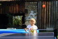 Little girl playing ping-pong Royalty Free Stock Photo