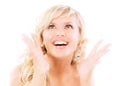 Smiling blonde in joyful admiration Royalty Free Stock Photo