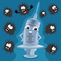 Smiling blue syringe. Royalty Free Stock Photo