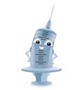 Smiling blue syringe. Royalty Free Stock Photo