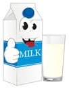 Happy carton milk with glass and gesture Royalty Free Stock Photo