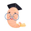 Smiling Bookworm Crawling Wearing Graduation Hat Vector Illustration Royalty Free Stock Photo