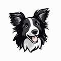 Smiling Border Collie Dog Graphic Design With Edgy Caricature Style