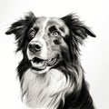 Minimalist Black Line Sketch Art Of Border Collie - Hyperrealistic Illustration