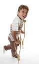 Smiling boy on crutches Royalty Free Stock Photo