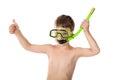 Smiling boy in diving mask with thumb up sign Royalty Free Stock Photo