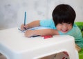 Smiling Boy Drawing and Painting Royalty Free Stock Photo